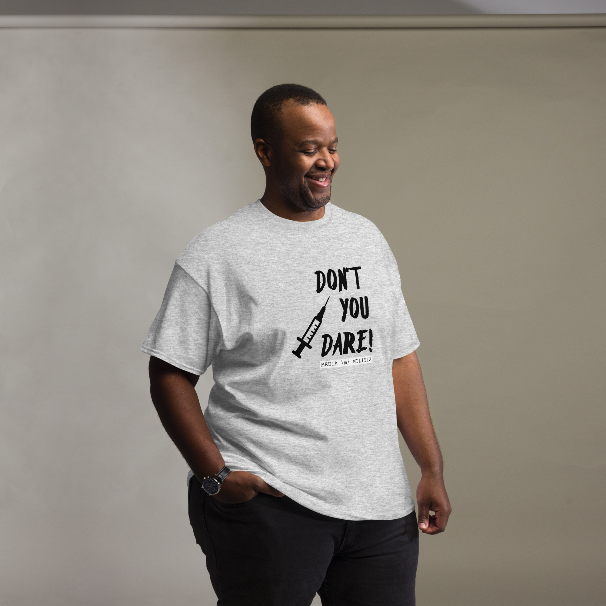 DON'T YOU DARE (Black Letters) - Men's classic tee - Image 11