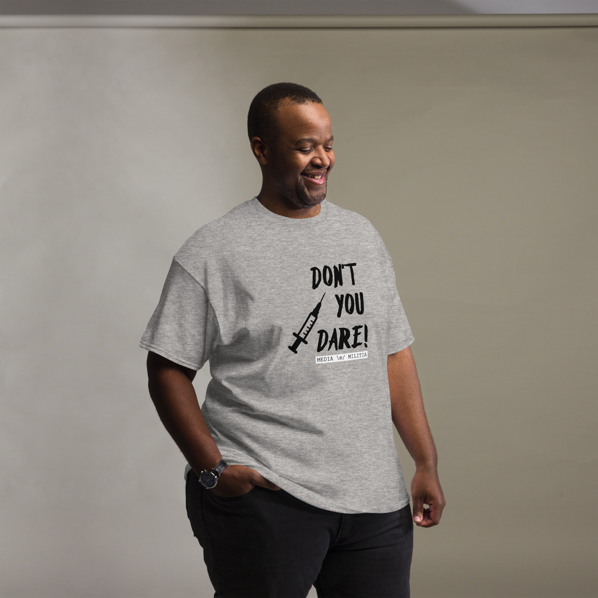 DON'T YOU DARE (Black Letters) - Men's classic tee - Image 7